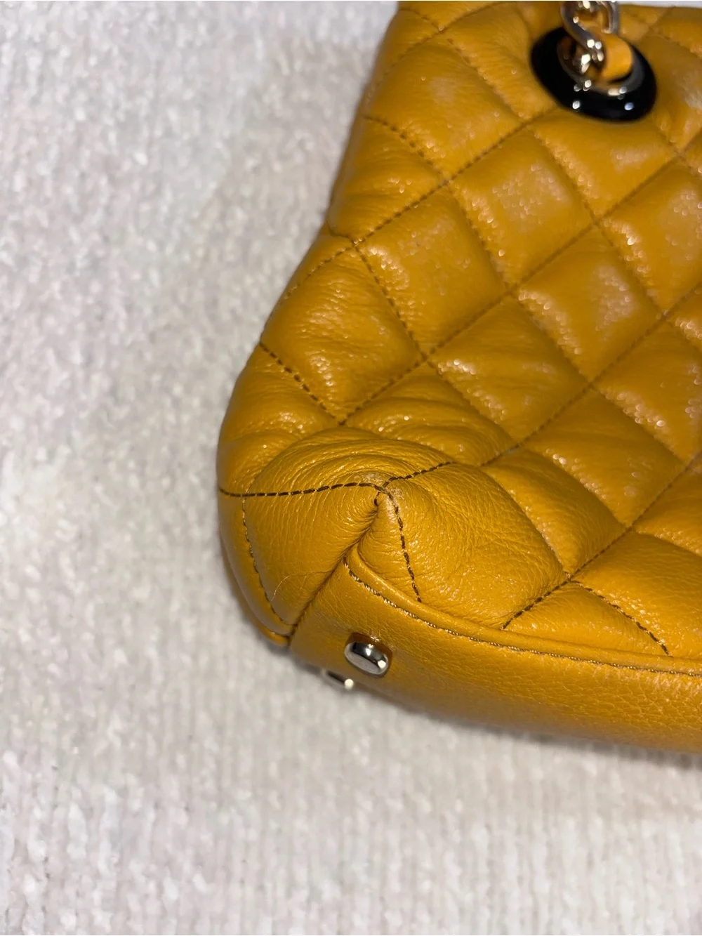 kate spade Quilted Mustard Yellow Leather Shoulder Bag with Chain Handles